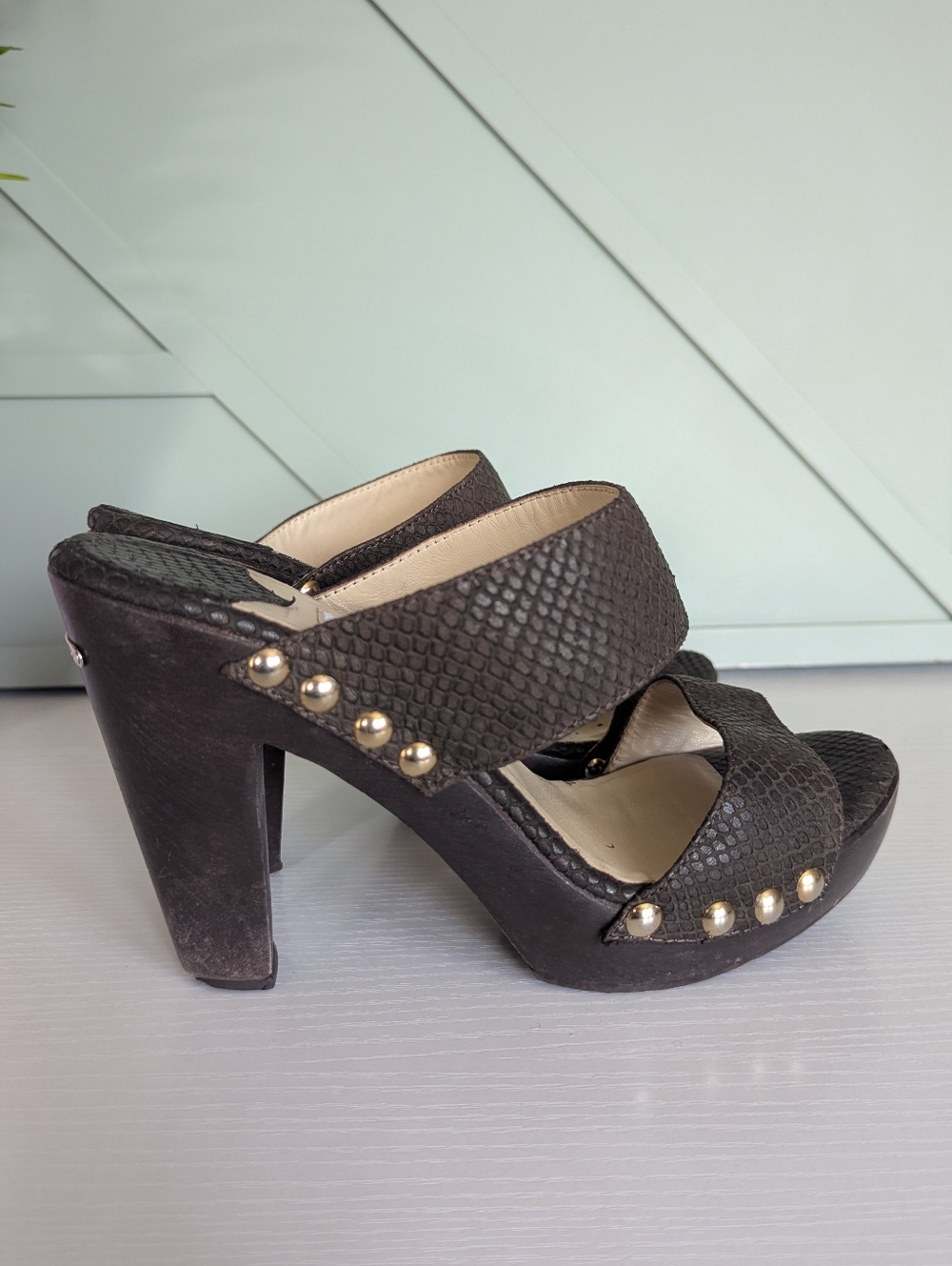 Jimmy Choo Ulrika wooden platform slides sandals - Picture 4 of 13